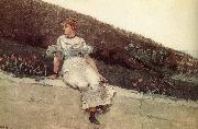 Winslow Homer A woman sitting on a park wall France oil painting artist